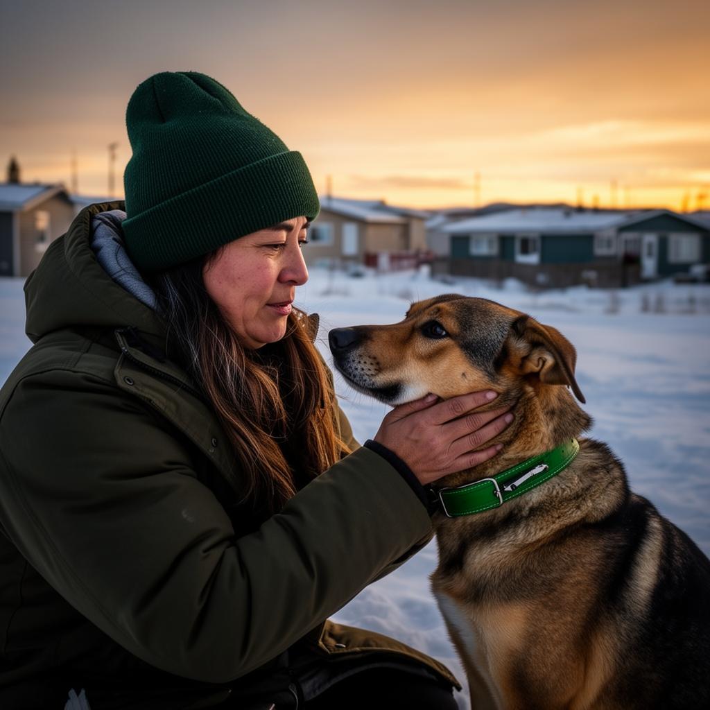 Community member sharing a quiet moment with their dog at dusk
